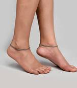 Silver plated ad stone studded handcrafted chain anklet