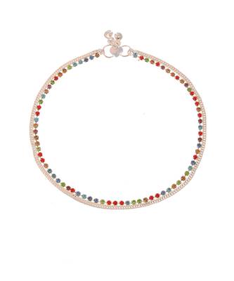 Silver plated multi cubic zirconia stone studded chain anklet 3