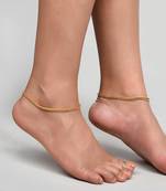 Gold plated white stone studded handcrafted chain anklet