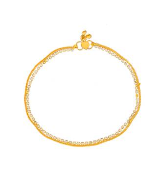 Gold plated white stone studded handcrafted chain anklet 3