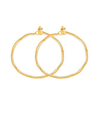Gold plated white stone studded handcrafted chain anklet 4