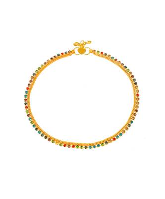 Gold plated multi stone studded chain ankle bracelet 3