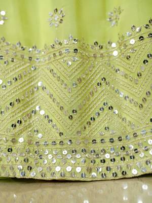 lime green sequins georgette lehenga set choli with dupatta 7