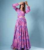 Flamingo pink digital printed lehenga set