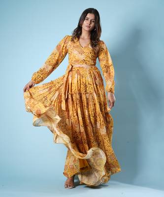 Mustard digital printed lehenga set 1