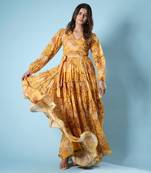 Mustard digital printed lehenga set