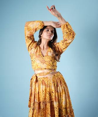 Mustard digital printed lehenga set 3
