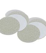 Prisha India Craft Handmade Beaded Silver Tea Coaster, Diameter 4 Inch, Set of 10
