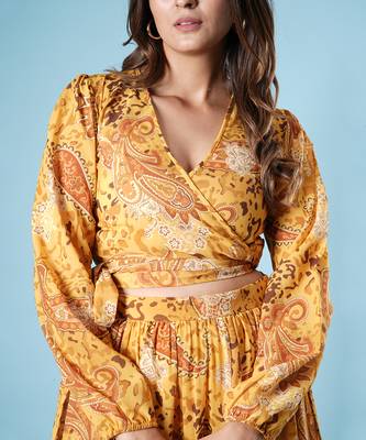 Mustard digital printed lehenga set 4