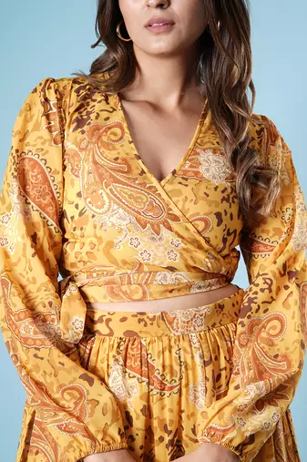 Mustard digital printed lehenga set