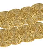Prisha India Craft Handmade Golden Beaded Tea Coasters, 4 Inch | Set of 8