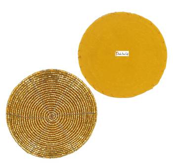 Prisha India Craft Handmade Golden Beaded Tea Coasters, 4 Inch | Set of 12 1