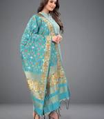 Firozi Banarasi Silk Jacquard Woven Dupatta