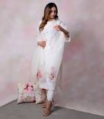 Off white malai chanderi kurta set
