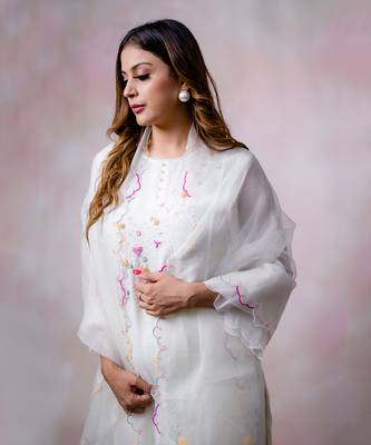 Off white malai chanderi kurta set 2