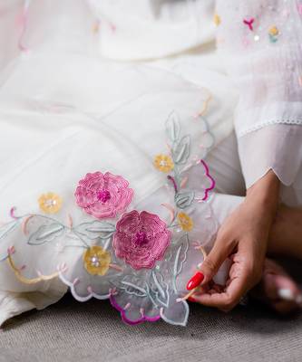 Off white malai chanderi kurta set 4