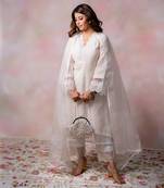 Off white woven chanderi kurta set