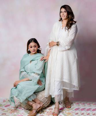 Off white woven chanderi kurta set 5