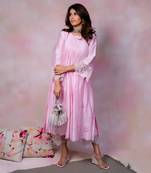 Baby pink chanderi kurta set