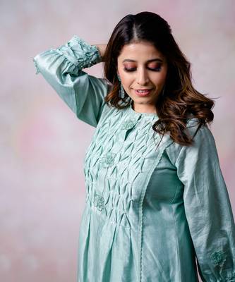 Sea green chanderi kurta set 2