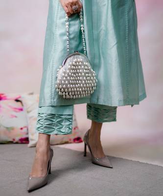 Sea green chanderi kurta set 5
