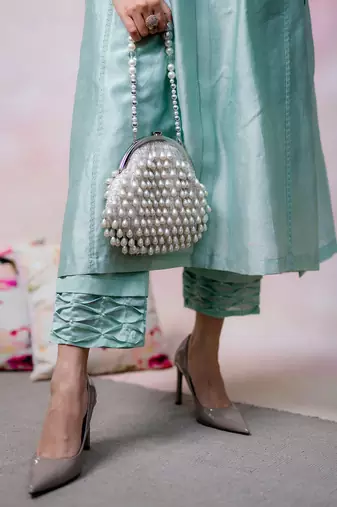 Sea green chanderi kurta set