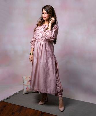 English pink chanderi kurta set 1