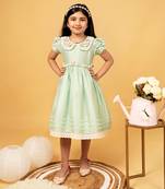 Sea green chanderi frock