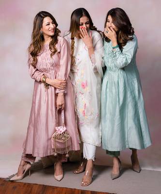 English pink chanderi kurta set 2