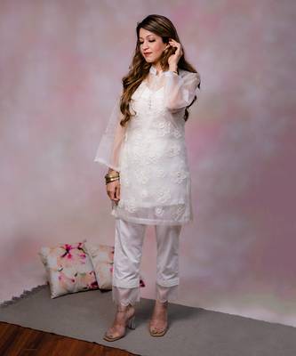Ivory organza kurta set 1