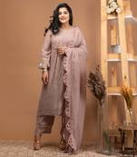 Earthy brown malai chanderi kurta set