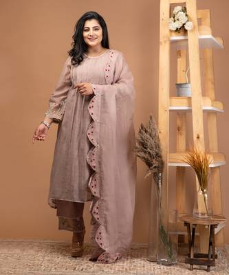 Earthy brown malai chanderi kurta set 2