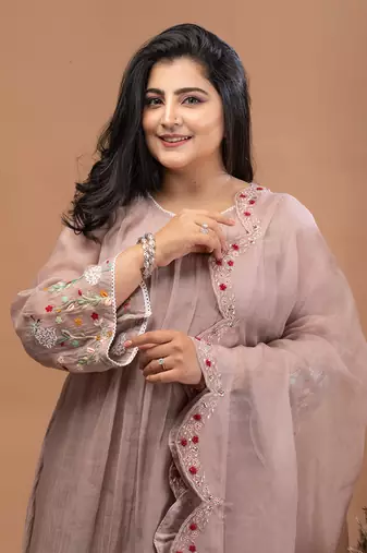 Earthy brown malai chanderi kurta set