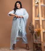Baby blue chanderi kurta set