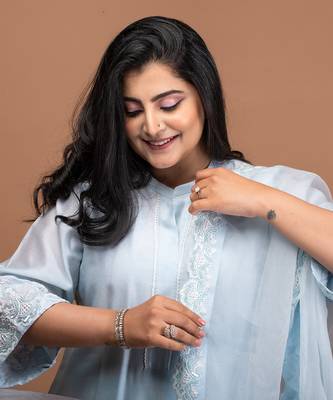 Baby blue chanderi kurta set 5