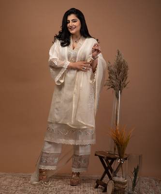 Ivory chanderi kurta set 1