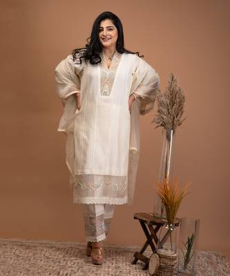 Ivory chanderi kurta set 2