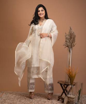 Ivory chanderi kurta set 3