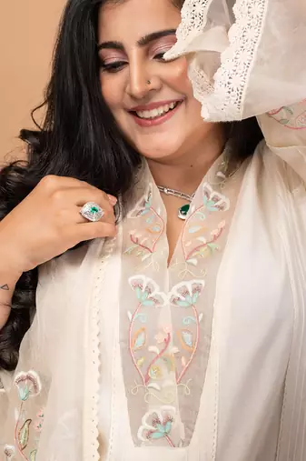 Ivory chanderi kurta set