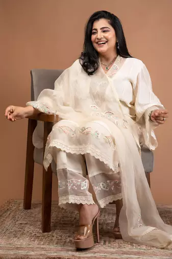 Ivory chanderi kurta set