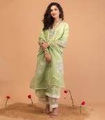 Mint green chanderi kurta set