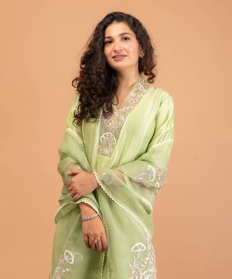 Mint green chanderi kurta set 3