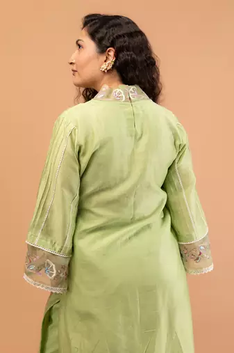 Mint green chanderi kurta set