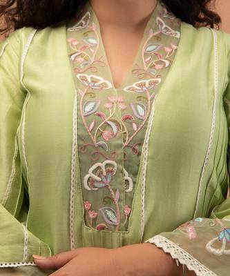 Mint green chanderi kurta set 5