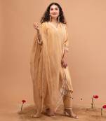 Beige malai chanderi kurta set