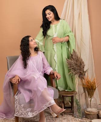 Lavender malai chanderi kurta set 1