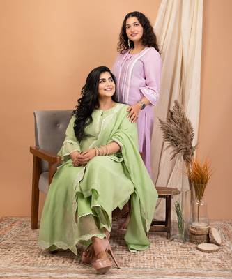Lavender malai chanderi kurta set 3