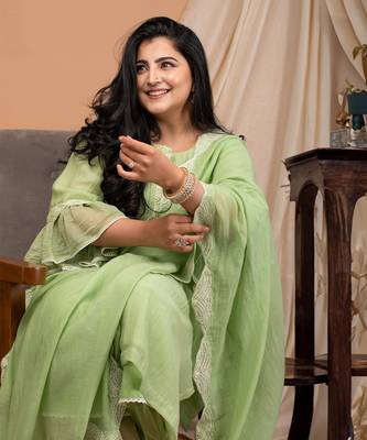 Mint green malai chanderi kurta set 1
