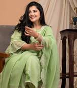 Mint green malai chanderi kurta set