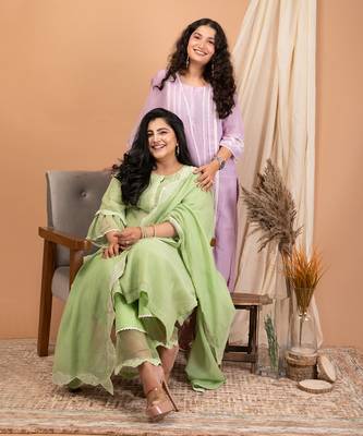 Mint green malai chanderi kurta set 2